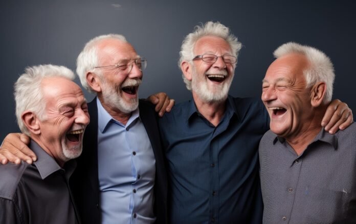 quatro idosos felizes