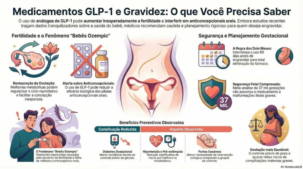 Infográfico sobre ozempic e gravidez