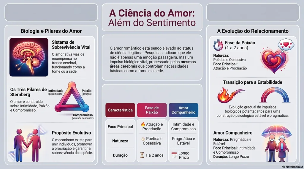 Infográfico sobre a ciência biológica do amor.