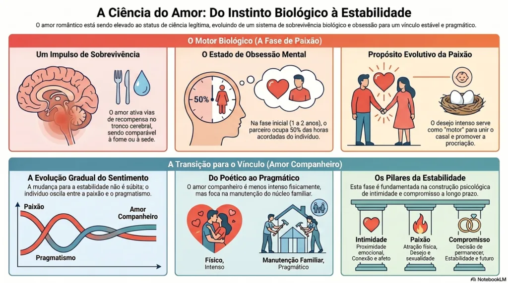 Infográfico sobre a ciência do amor.