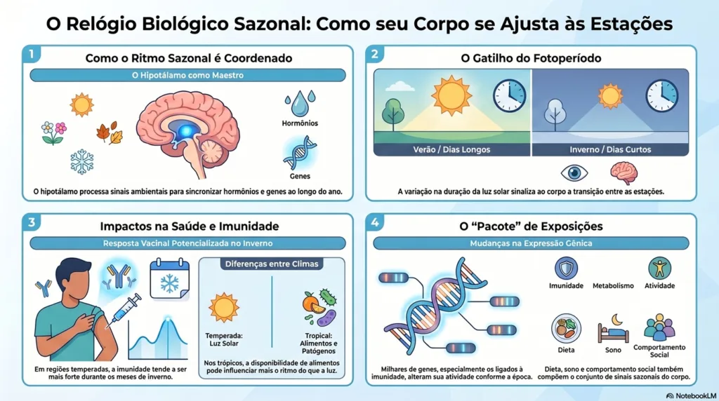 Infográfico dobre relógio sazonal.