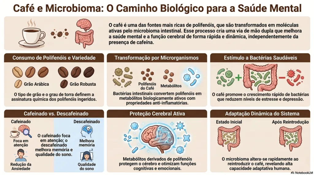 Infográfico do café e microbioma.