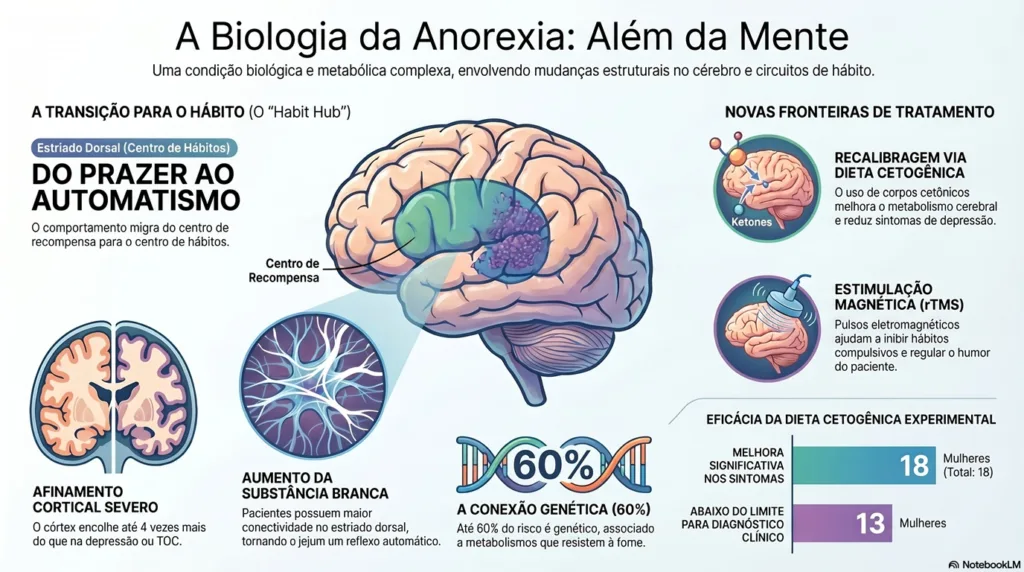 Infográfico da biologia da anorexia.