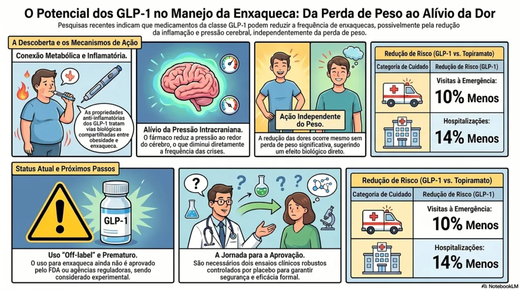 Infográfico do manejo da enxaqueca.