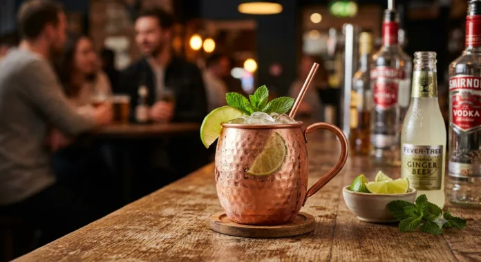 Caneca de cobre usada para servir o coquetel Moscow Mule
