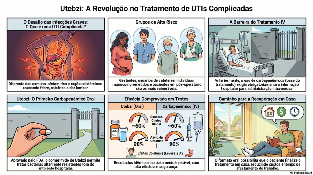 Infográfico do novo medicamento para tratamento urinário.