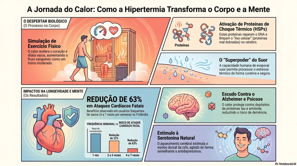 Infográfico dos benefícios do calor.