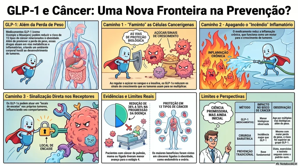 Infográfico GLP-1 e câncer.
