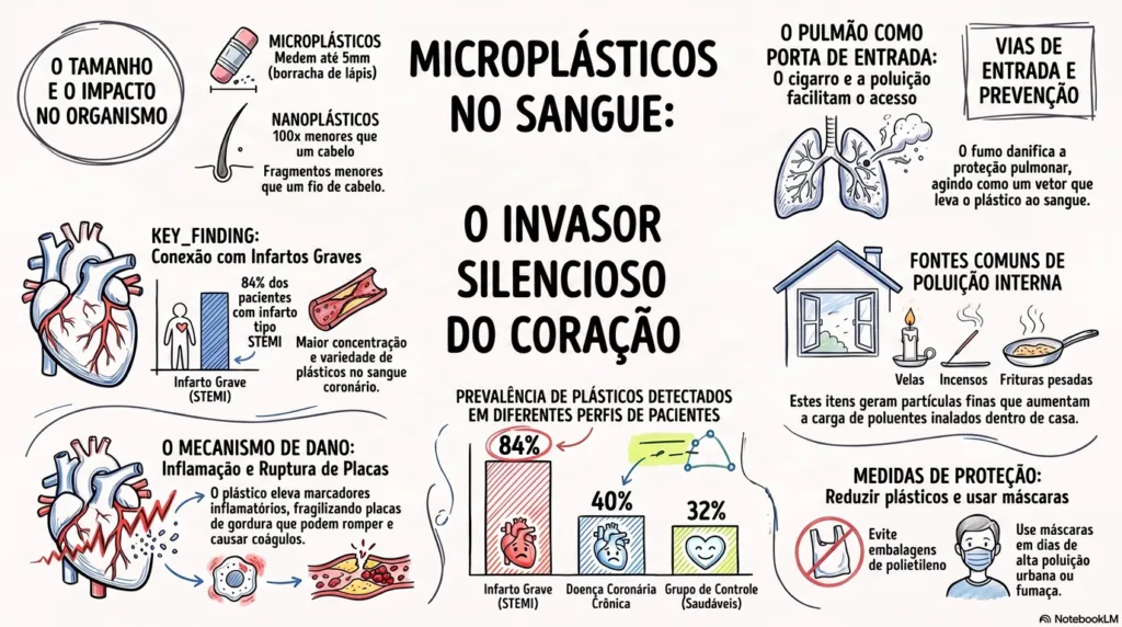 infográfico dos impactos dos microplásticos no sangue.