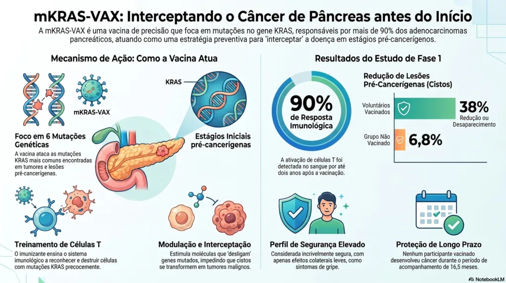 Infográfico sobre vacina câncer de pâncreas.