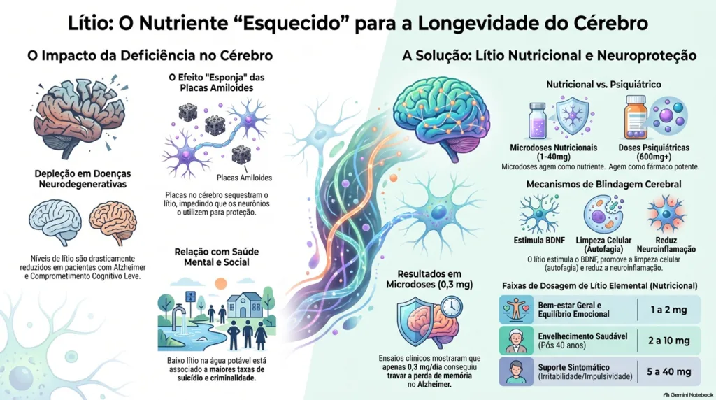 infográfico sobre litium e cérebro.