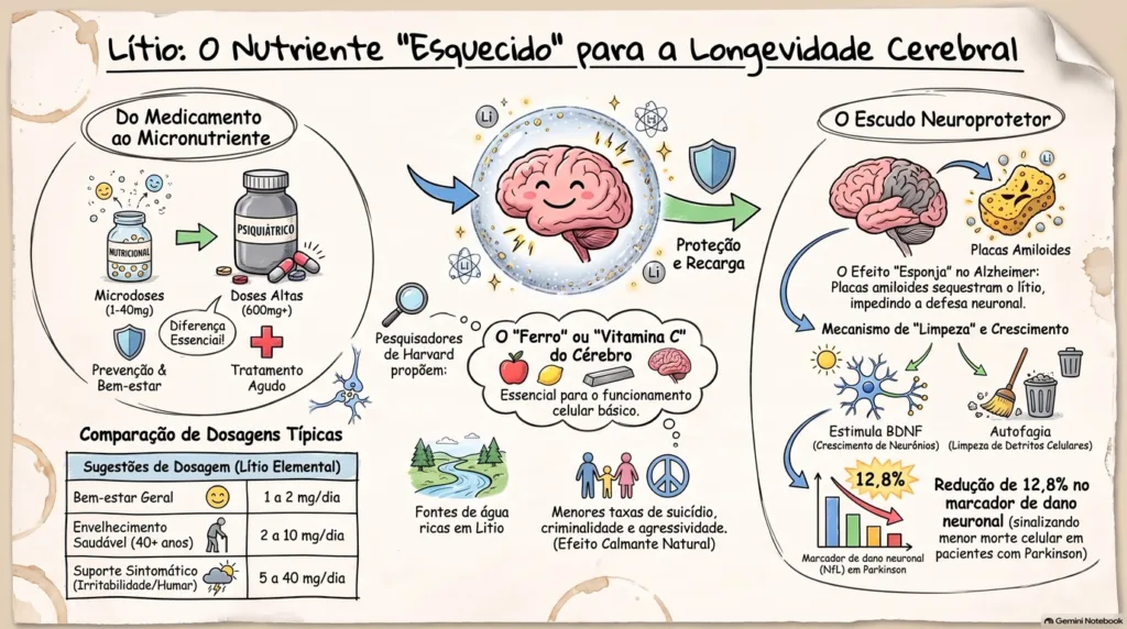 infográfico sobre litium e cérebro.