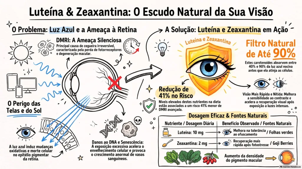 Infográfico sobre Luteína e Zeaxantina Saúde Ocular