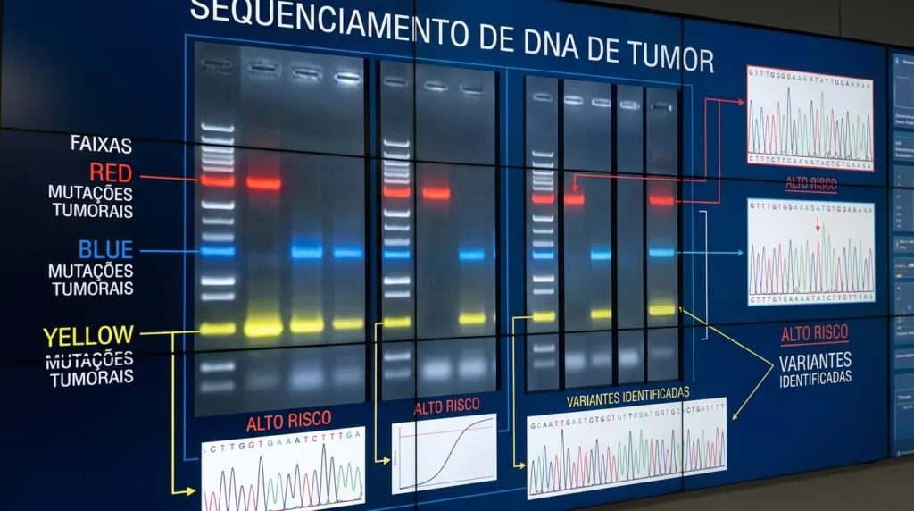imagem de um sequenciamento genético de um tumor.