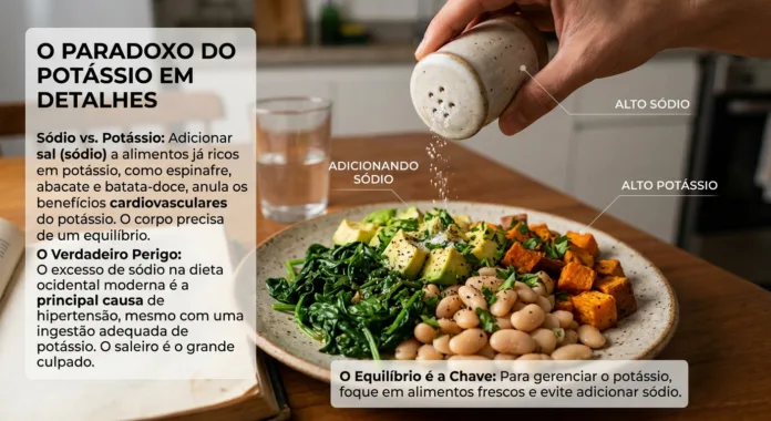 saleiro adicionando sódio em uma salada.
