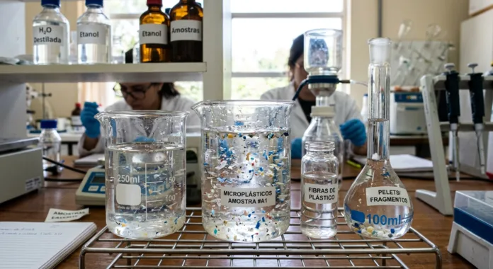 amostrar de aguas com microplásticos.