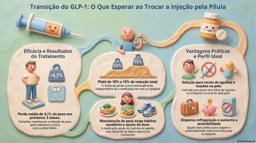 infográfico sobre canetas emagrecedoras e comprimidos.