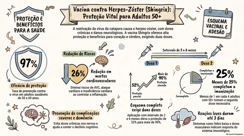 infográfico sobre vacinas herpes zoster.